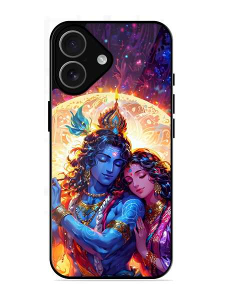 Vibelle- Radha Krishna Art Glossy Metal Phone Cover for Apple Iphone 17